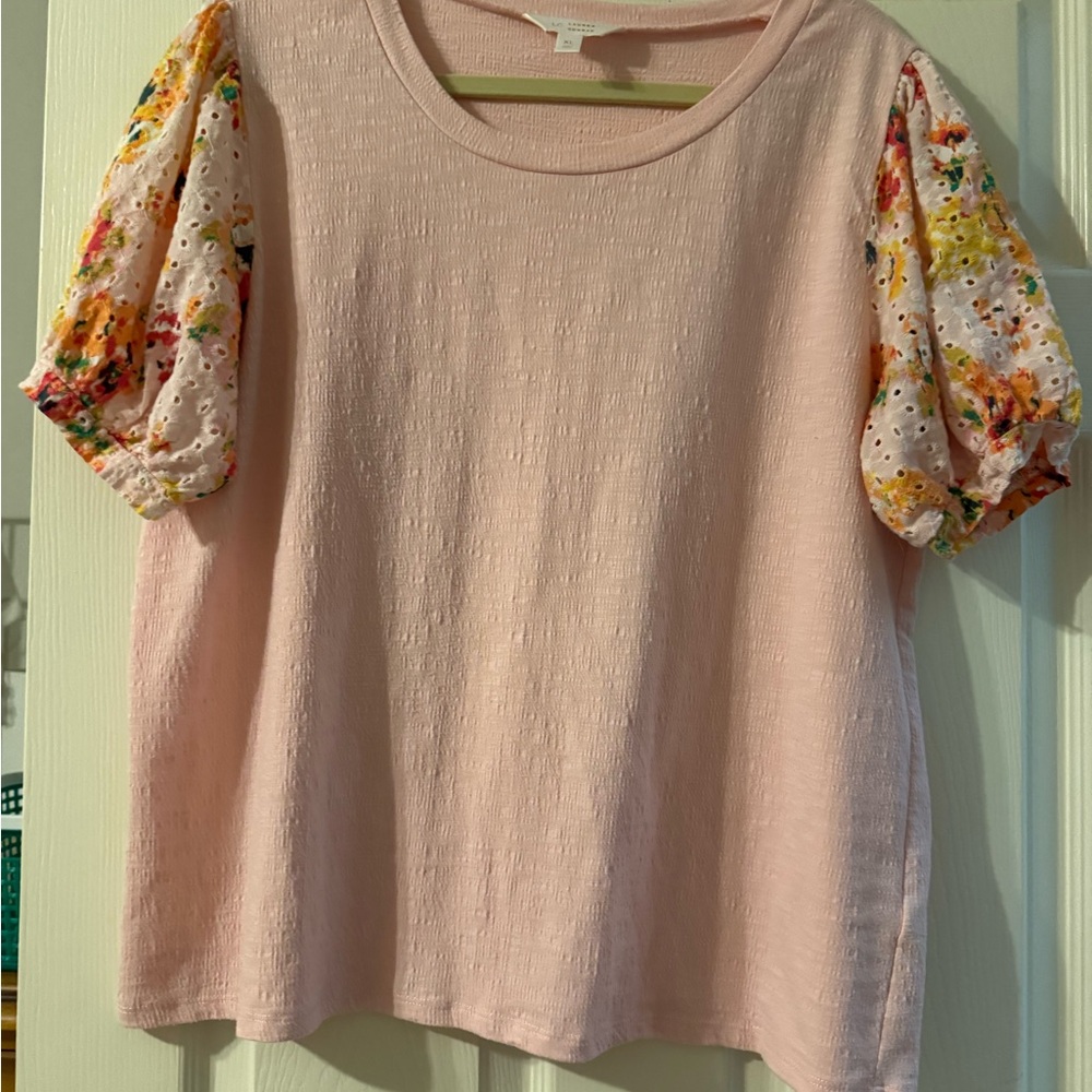 Floral Sleeve Pink Top